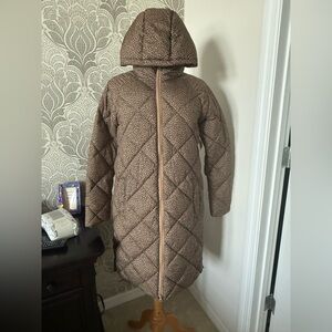 Leopard Women's Heavyweight Diamond Quilted Knee Length Puffer Coat